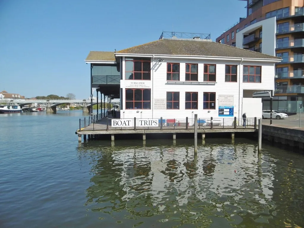 Turks Pier on the Thames at Kingston. The Thames Side Wharf site is set back from the pier, north of John Lewis; this photo does not show the proposed scheme.